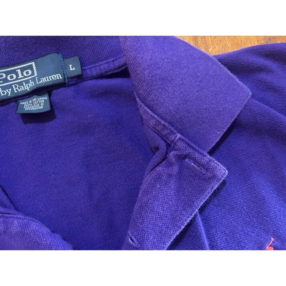Ralph Lauren Men's Large Purple Polo Shirt Custom Fit Short Sleeve